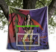 Versace for Riachuelo Purple Red Background Fashion Print Fleece Throw Blanket IMG_1618